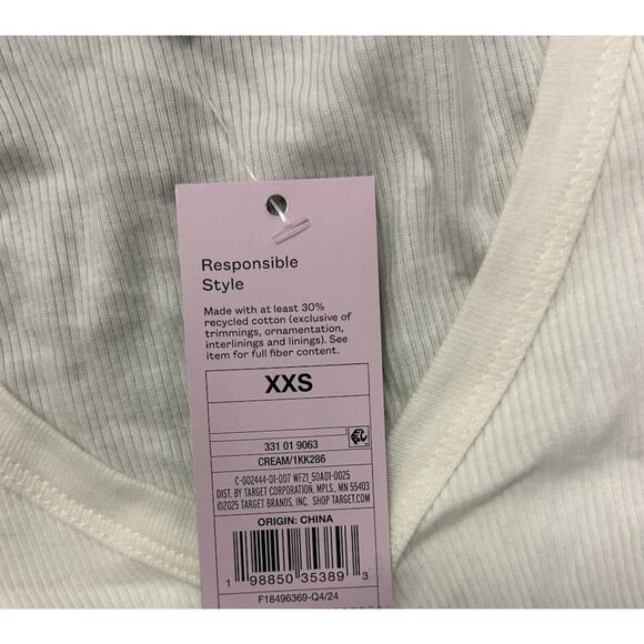 Wild Fable Henley Tee Shirt Women’s XXS Cream Long Sleeve Ribbed Cute Comfort - Picture 3 of 4